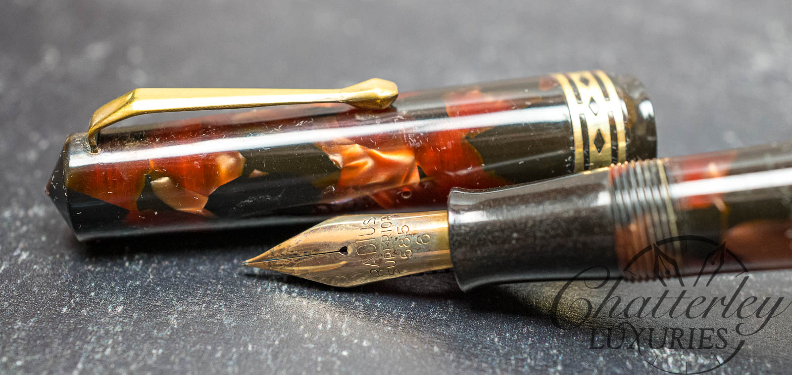 Radius Superior Burgundy Vintage Celluloid Fountain Pen