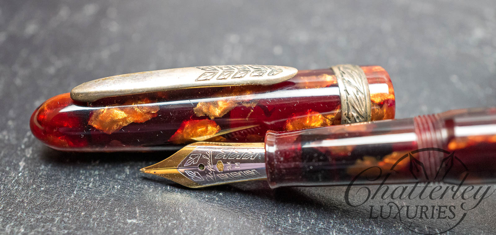 Stipula Etruria Small Sized Amber Celluloid Fountain Pen
