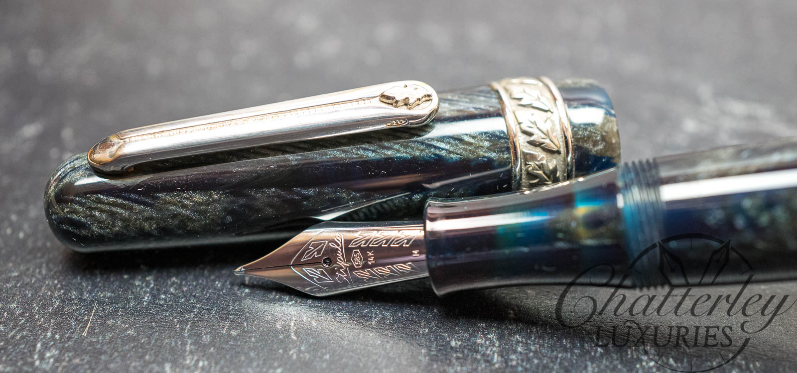 Stipula Etruria Herringbone Blue Celluloid Fountain Pen
