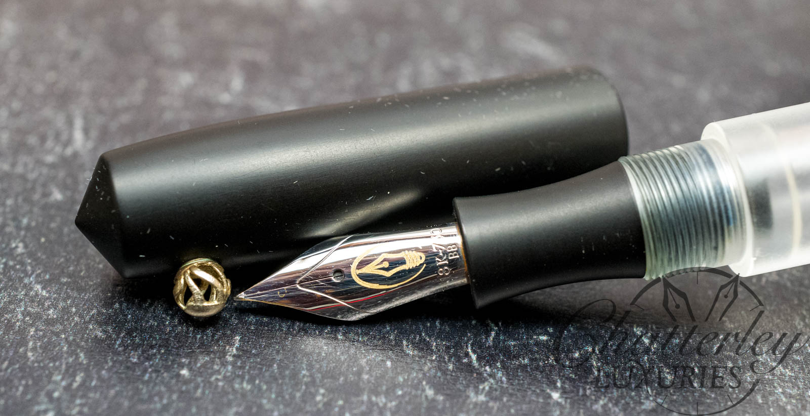 Edison Pearl in Ebonite and Acrylic  Fountain Pen with Rollstop