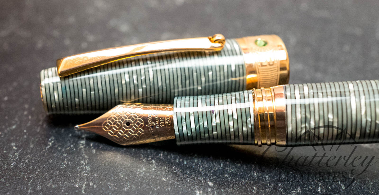 Chatterley Montegrappa Legacy Extra Grande Celluloid Limited Edition Power Push Shiny Circles Fountain Pen