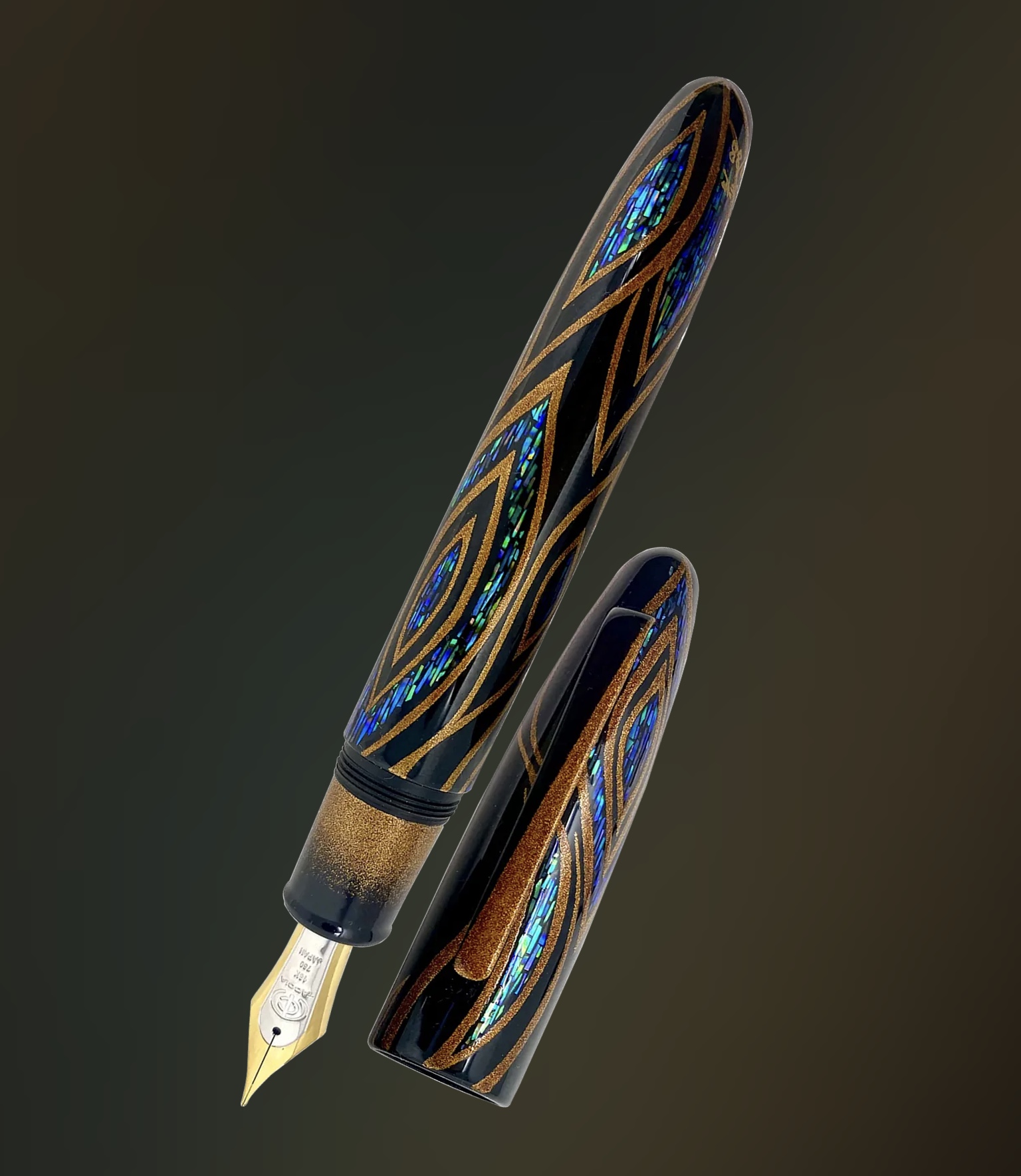 Taccia Limited Edition Miyabi Empress King Of Pen Fossils in the Sky Sunset Peacock Fountain Pen