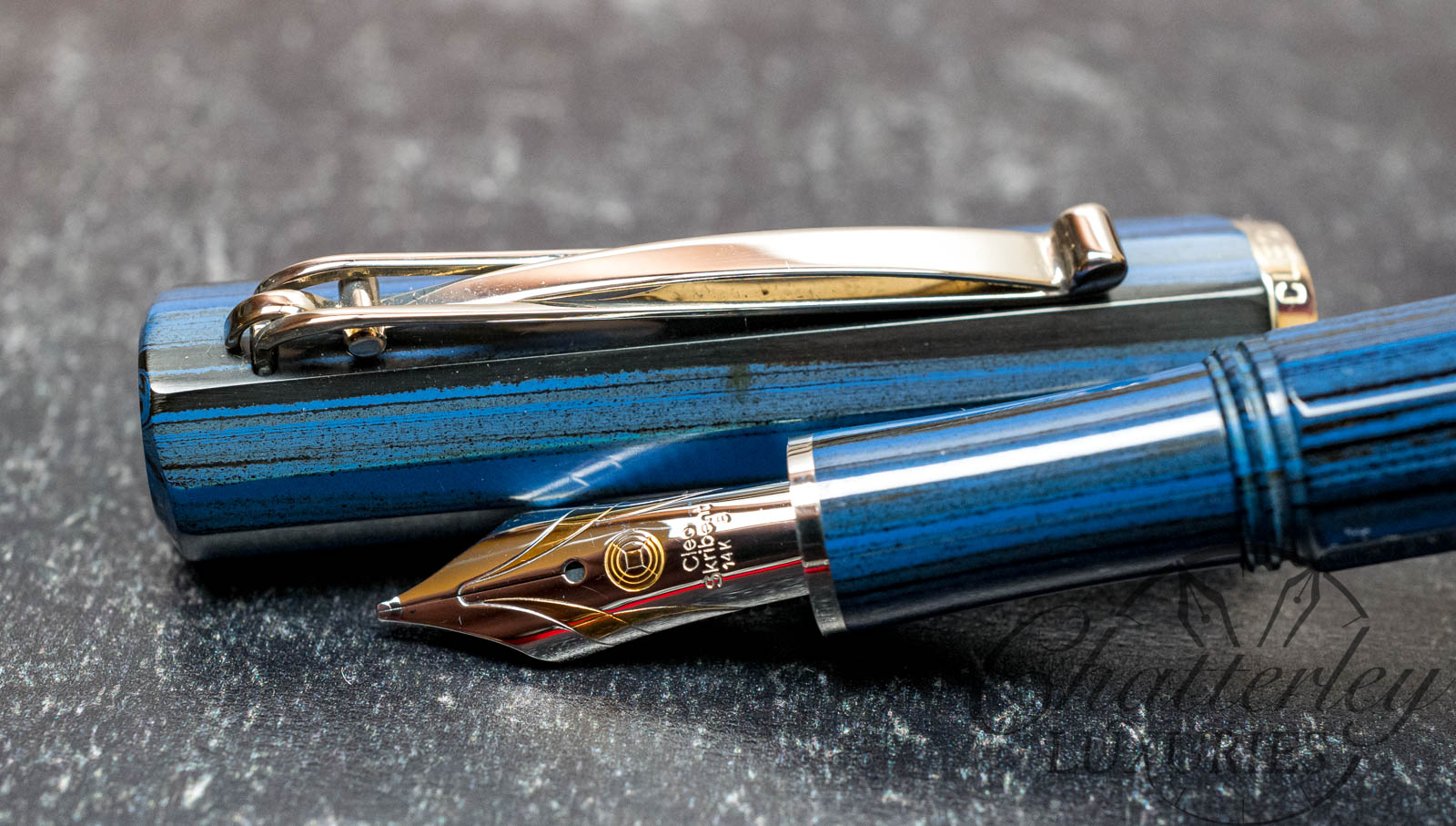 Cleo Skribent Ebonite Fountain Pen Blue