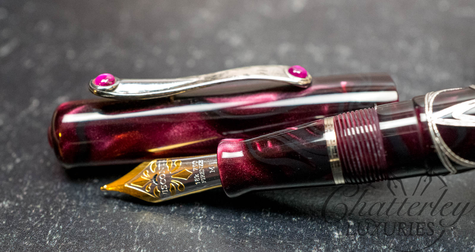 Visconti Richelieu Burgundy Sterling Silver Fountain Pen