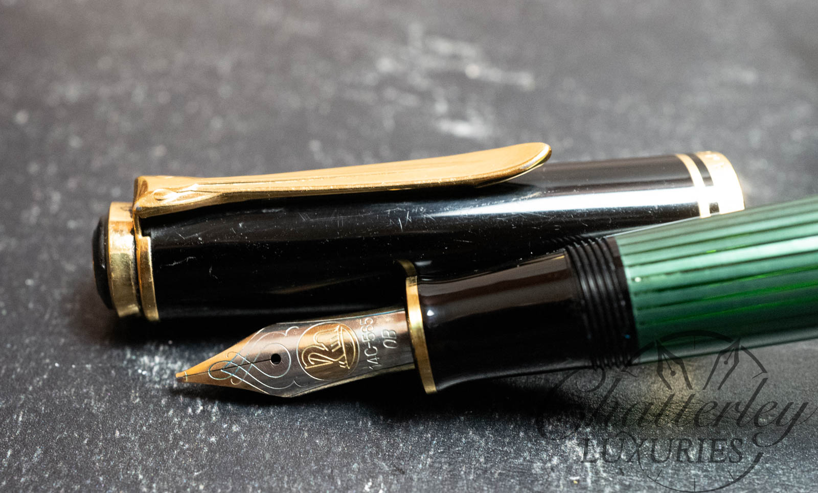 Pelikan Souveran M800 Green Striated Fountain Pen with Special Flexy OB nib