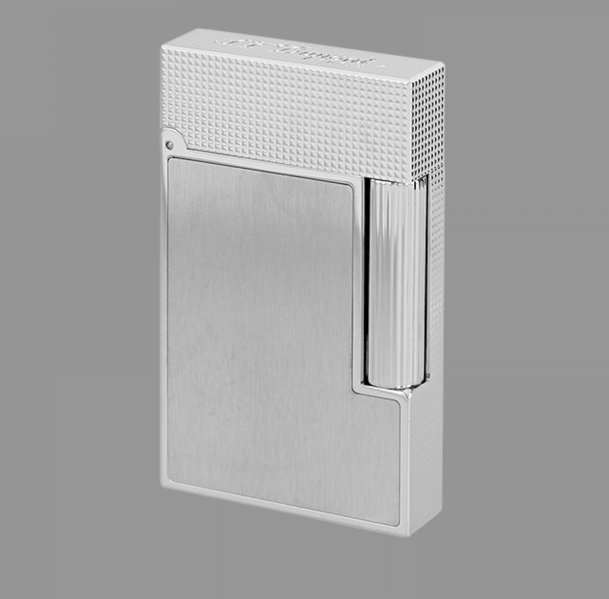 S.T. Dupont Line 2 Micro Diamond Head Brushed Platinum Perfect Ping Lighter