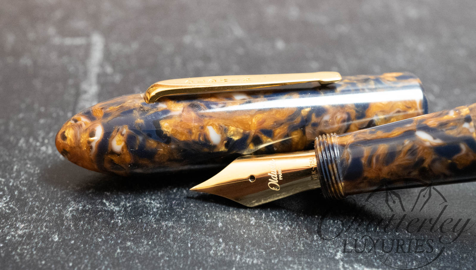 Oldwin Paris Torpedo Blue Autumn Celluloid Fountain Pen