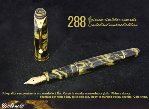 Aurora 888 Ebonite Marbled Yellow Limited Edition Fountain Pen