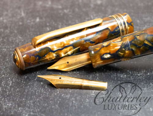 Tibaldi Modello 60 Havana Brown Celluloid Fountain Pen with Extra Gold Nib