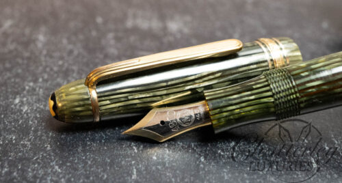 Rare Montblanc Vintage Green Striped Celluloid 146 Fountain Pen