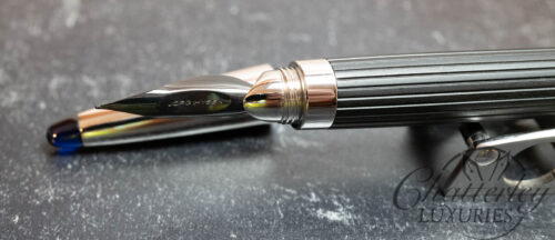 Jorg Hysek Black Fluted Fountain Pen with Metal Stand