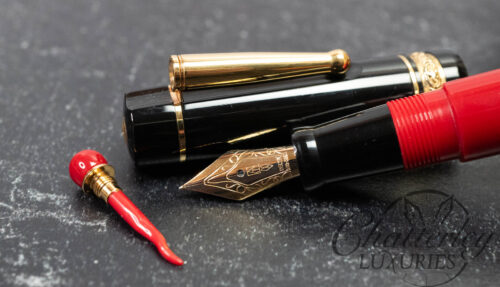 Delta Lucky Pen Red/Black with Gold Trim Fountain Pen
