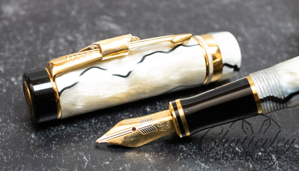 Parker Duofold International Pearl and Black Fountain Pen