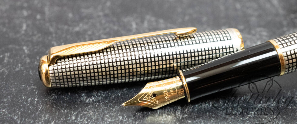 Parker Sonnet Sterling Silver Cisele Gold Trim Fountain Pen