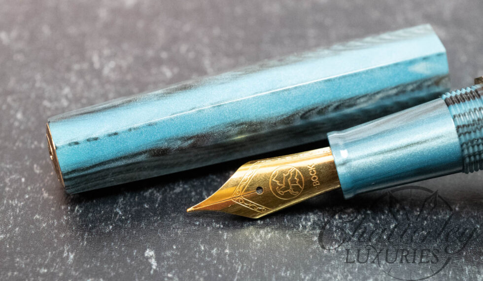 Cypress Delicate Octagon Turqouise Wood Grain Colored Fountain Pen