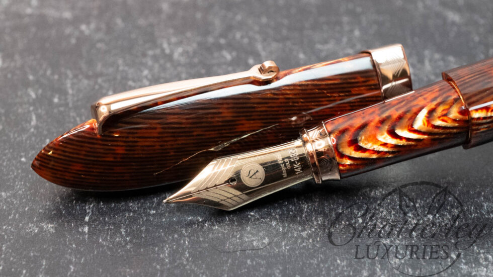 Armando Simoni Club Triangolo Arco Bronze "Spina Di Pesce" Celluloid Fountain Pen