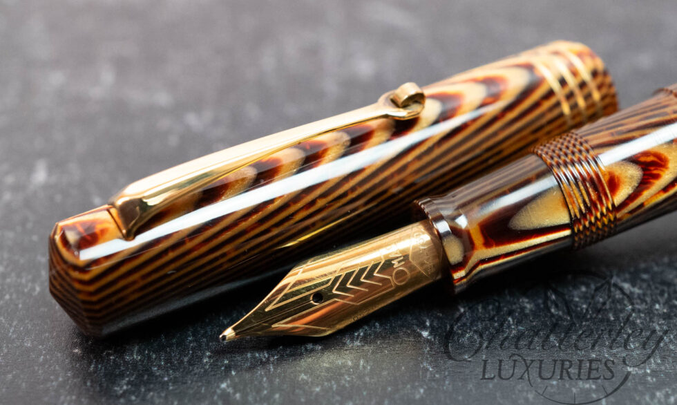Omas Bologna "Spina Di Pesce" Brown Celluloid Fountain Pen