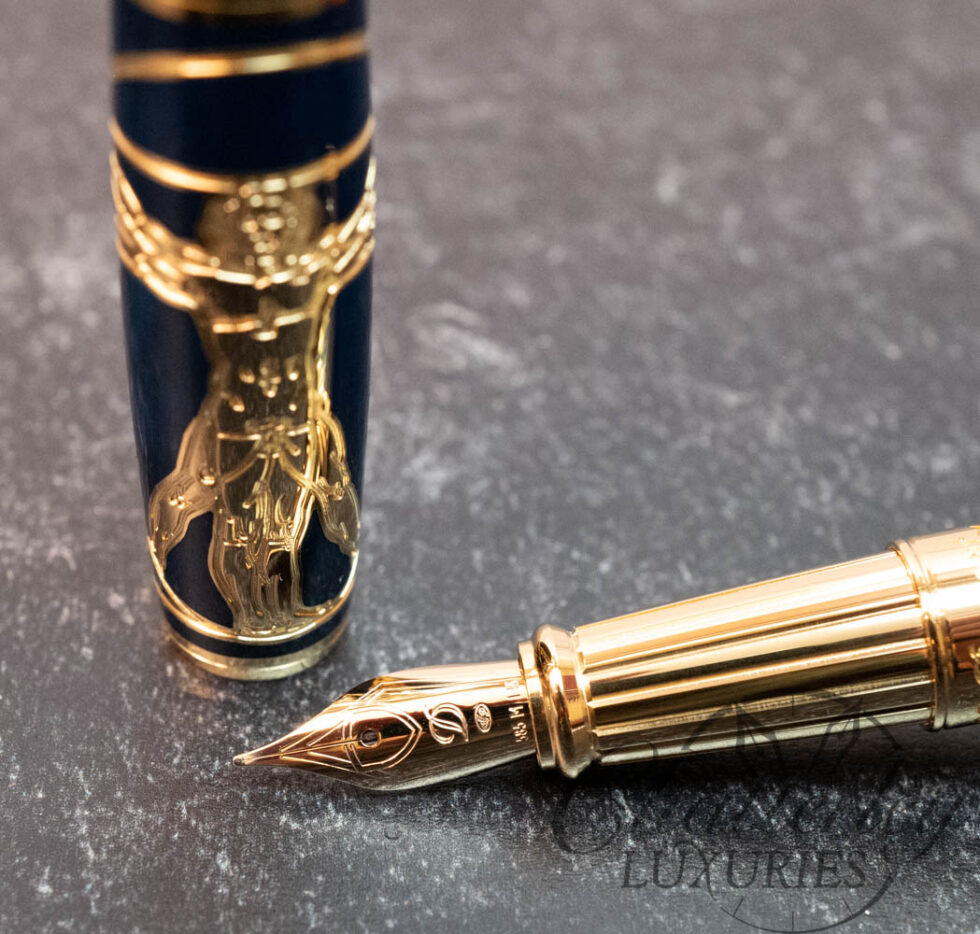 Closeout-S.T. Dupont Line D Vitruvian Man Prestige Blue Limited Edition Fountain Pen