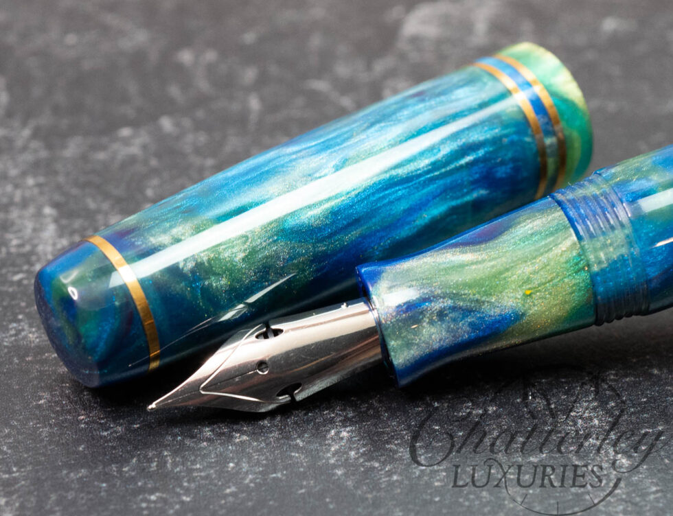 Lotus Pens Peyton Street Pens "Author" Blue Green Custom Alumilite Fountain Pen