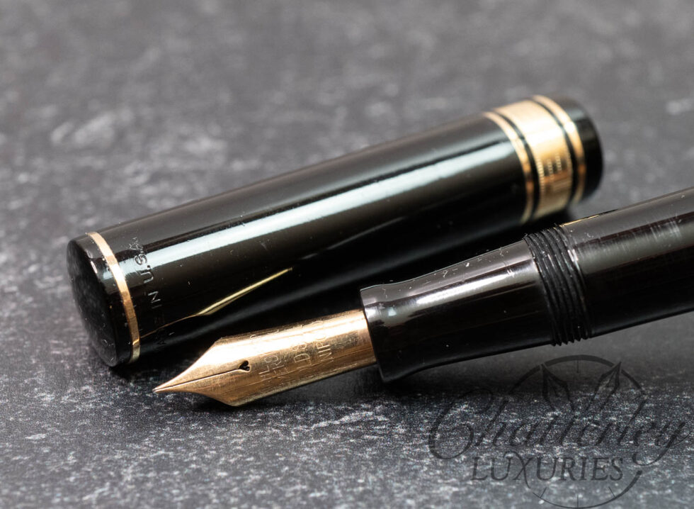 Wahl-Eversharp Decoband Gold Seal Manifold Black Ebonite Fountain Pen (1920s–30s, Vintage)