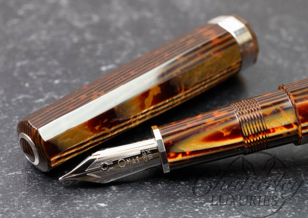 Omas Arte Italiana Milord Arco Brown Celluloid Silver High Tech Trim Fountain Pen