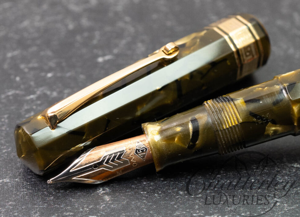 Omas Extra Paragon Saft Green Celluloid Medium Nib Fountain Pen