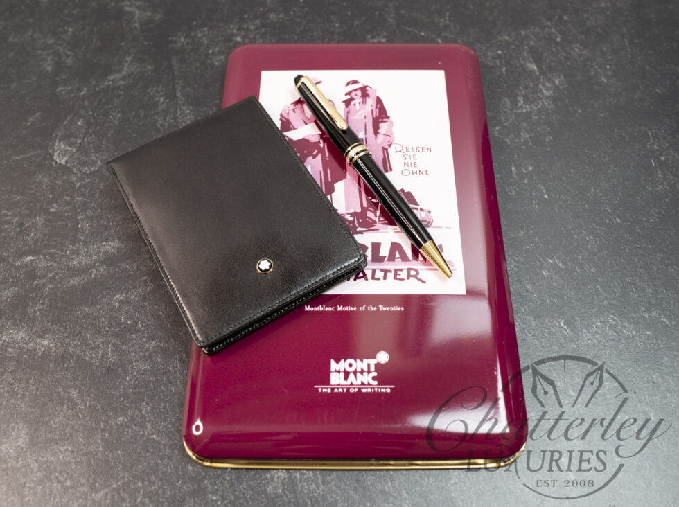Montblanc Foxtrot Burgundy Tin Gift Set Classique Ballpoint Pen and Leather Notepad