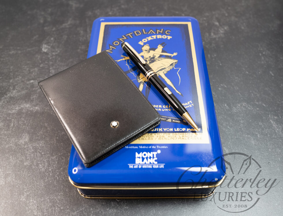 Montblanc Foxtrot Blue Tin Gift Set Classique Mechanical Pencil and Leather Notepad